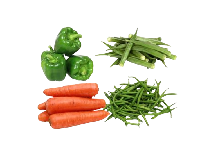 Ladies Fingers + Beans French Ring + Carrot Local + Capsicum (500 g) Combo 4